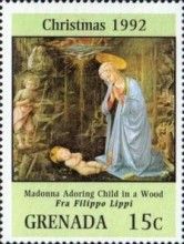 Madonna adoring child in a wood, by Fra Filippo Lippi