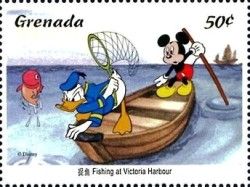 Fishing at Victoria Harbor - Donald, Mickey
