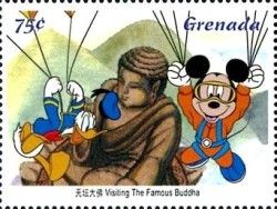 Visitng the famous Buddha - Donald, Mickey