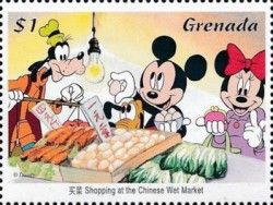 Shopping at the Chinese Wet Market - Goofy, Mickey, Minnie
