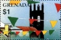 Tower and pennants.