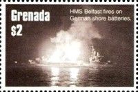 HMS Belfast fires on German shore batteries