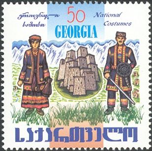 Woman, Fortress and Man Holding Sword and Shield