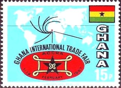 World Map and Trade Routes to Accra.