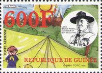Scout, tent and Lord Baden-Powell - surcharged