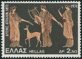 Artemis, Apollo and Leto (vase, 5th cent. B.C.)