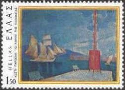 "Kalamata Harbour" by Kostas Parthenis (1878-1967)