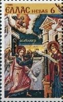 Left Detail of "The Annunciation" Painting by Th. Poulakis
