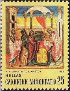 In the Temple - 18th cent. icon of All Saints (detail)