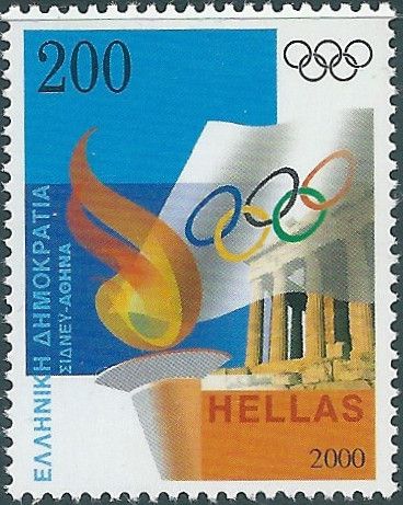 Olympic Flag, Flame and Parthenon