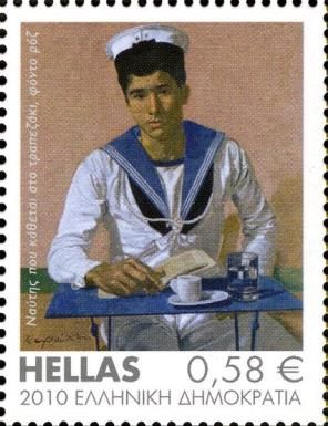 'Sailor sitting at table' by Y. Tsarouchis (1910-1989)