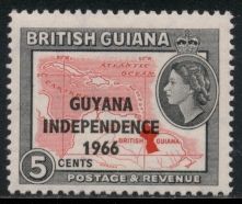 Map of British Guiana overprinted