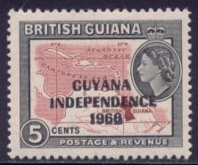 Map of British Guiana overprinted