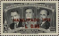 J. M. Galvez, Tiburcio Carias and Julio Lozano, overprinted