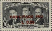 J. M. Galvez, Tiburcio Carias and Julio Lozano, overprinted