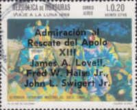 Astronaut and module on Moon Overprinted