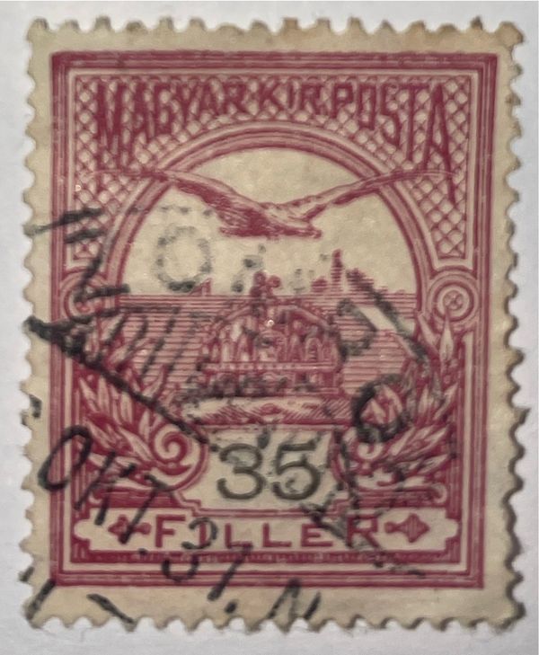 Mythical Bird Turul Flying over Crown of St. Stephen