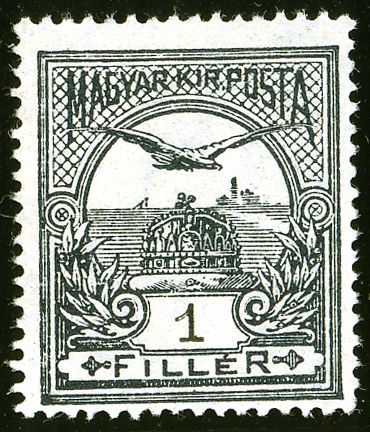 Mythical Bird Turul Flying over Crown of St. Stephen