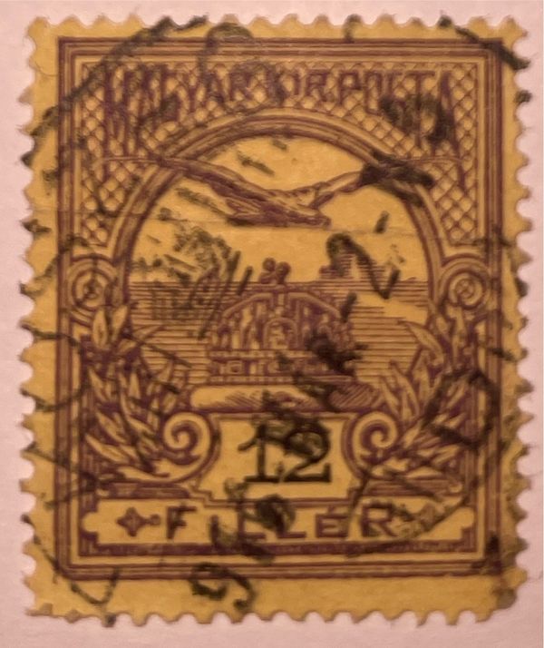 Mythical Bird Turul Flying over Crown of St. Stephen