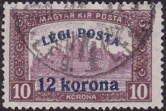 Parliament building with 'Air post' overprint