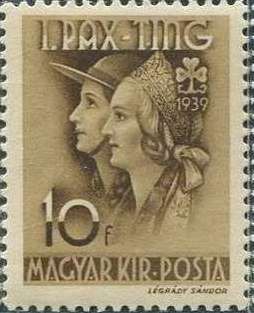 Girls in scout dress and national headdress