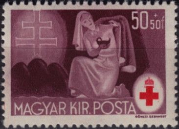 Red Cross nurse taking care of wounded