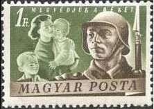 Mother and children with soldier