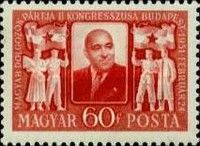 Party secretary M. Rákosi and workers
