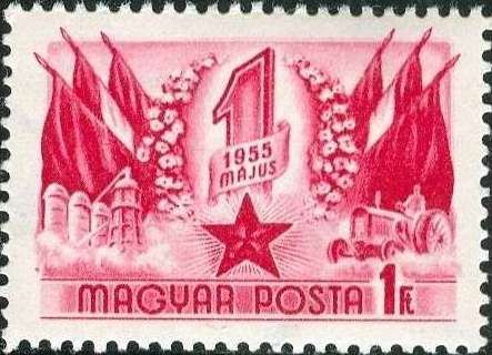 Industry, tractor, flags and star
