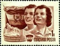 Boy and girl, flag and factory