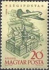 Ilyushin Il-14P over City Hall, Szeged