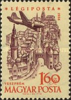 Airliner over Old City of Veszprém