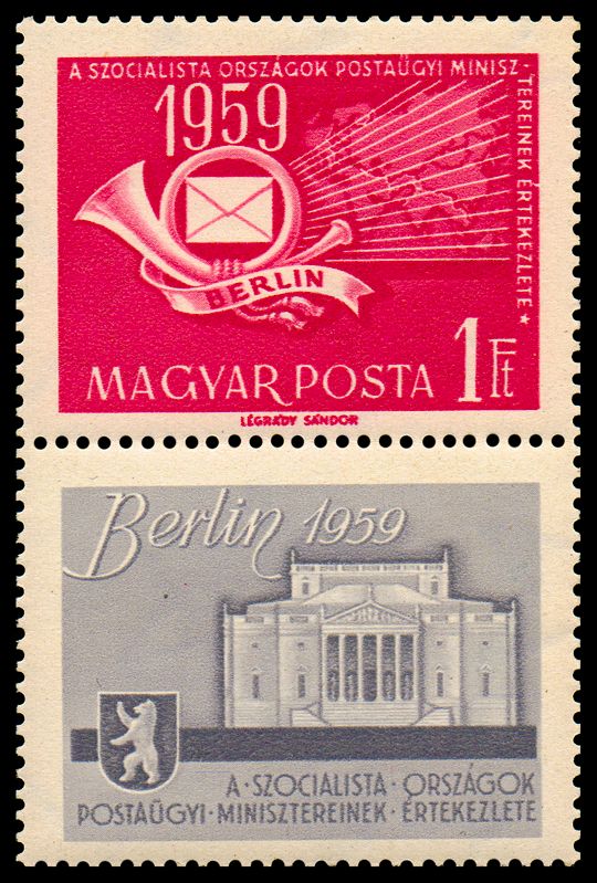 Post Horn with Letter and World Map