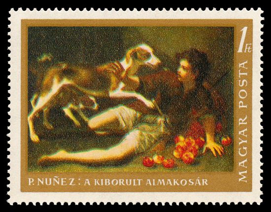 Boy with Apple Basket and Dogs, Pedro Nuñez de Villavicencio