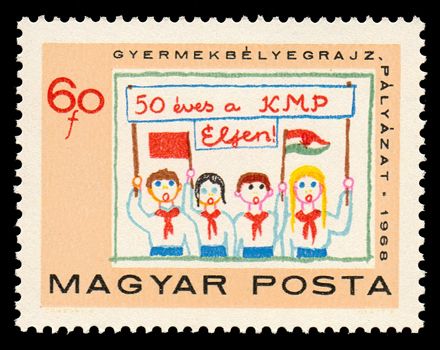 Children with Banner and Flags