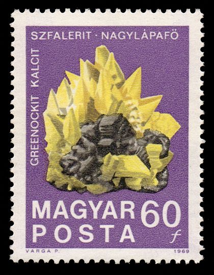 Greenockite calcite sphalerite crystals