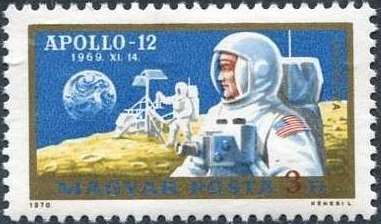 Apollo 12 astronauts on the moon