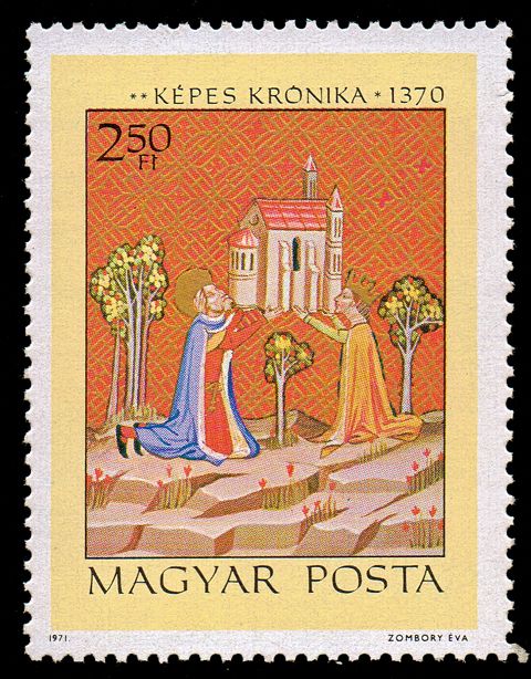 King Stephen and Queen Gizella founding a church