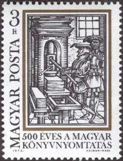 Ancient image of a printing press