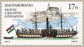 Steamships on Lake Balaton, 150th anniv.