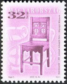Wooden chair with carved back, 19th century
