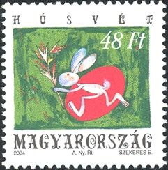 Easter Bunny with Spring Branch, Easter Egg