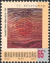 77th Stamp Day - Translucent Red Circle by Tihamér Gyarmathy