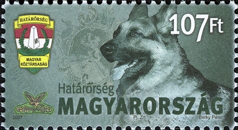 Emblem of Border Guard and German Shepherd (Canis lupus fami