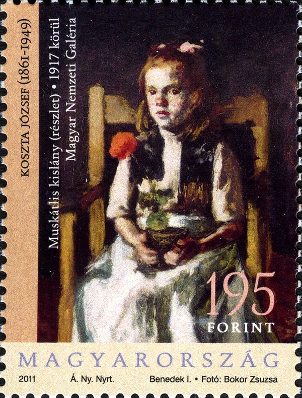Girl with Geranium, by Kosztka József