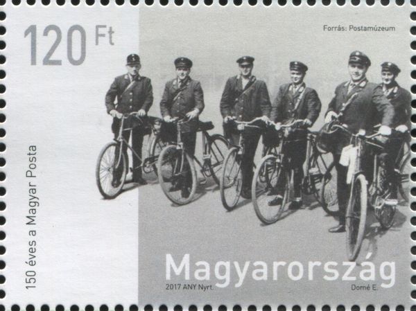 Postmen setting off on their rounds by Csepel bicycle