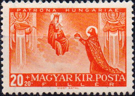 Madonna, Patroness of Hungary, white paper