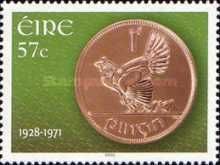 Reverse of 1d. coin, 1928-71