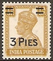King George VI wearing Imperial Crown of India - surcharged