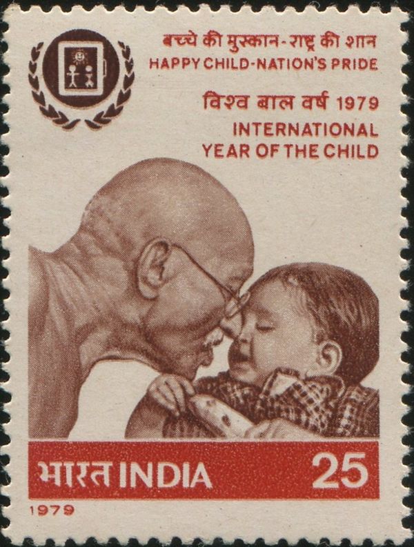 Gandhi with Young Boy